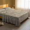 Serene bedroom with premium cotton flat sheet Marble Taupe super king size 400 thread count