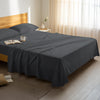 Bedroom bed dressed with premium cotton flat sheet dark grey double size 600 thread count