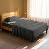 Serene bedroom with premium cotton flat sheet dark grey single size 400 thread count