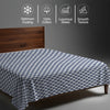 400 thread count king size Smart Checks Navy 100 percent cotton flat sheet with luxurious sheen and smooth cooling feel
