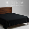 400 thread count single size black 100 percent cotton flat sheet with luxurious sheen and smooth cooling feel
