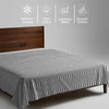 400 thread count super king size Cascade Stripe Grey 100 percent cotton flat sheet with luxurious sheen and smooth cooling feel