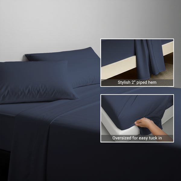 Deluxe 600 Thread Count 100% Cotton Flat Sheet - USA QUEEN