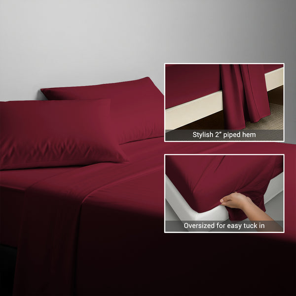 Deluxe 600 Thread Count 100% Cotton Flat Sheet - USA QUEEN