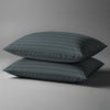 Pizuna Linens anthracite stripe damask big checks 300 thread count 100 percent cotton pillowcases 2 piece housewife