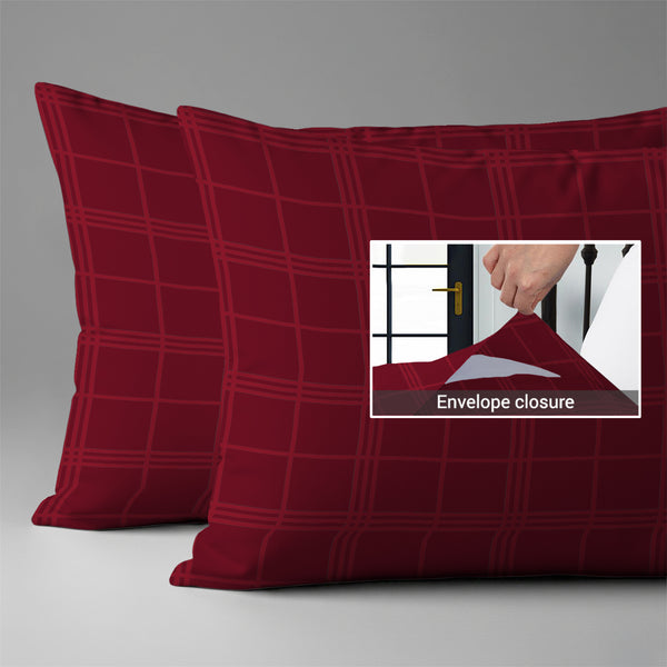 300 thread count red checks damask big checks envelope closure pillowcases housewife style secure fit skin friendly cotton