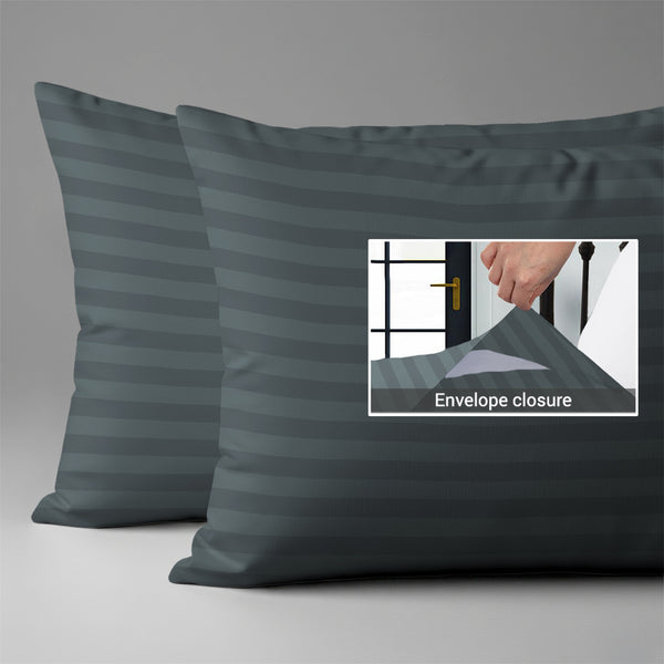 300 thread count anthracite stripe damask big checks envelope closure pillowcases housewife style secure fit skin friendly cotton