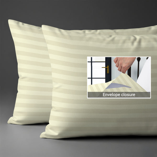 300 thread count cream stripe damask big checks envelope closure pillowcases housewife style secure fit skin friendly cotton

