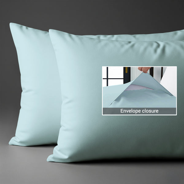 400 thread count baby blue envelope closure pillowcases housewife style secure fit skin friendly cotton
