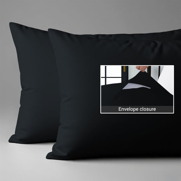 400 thread count black envelope closure pillowcases housewife style secure fit skin friendly cotton
