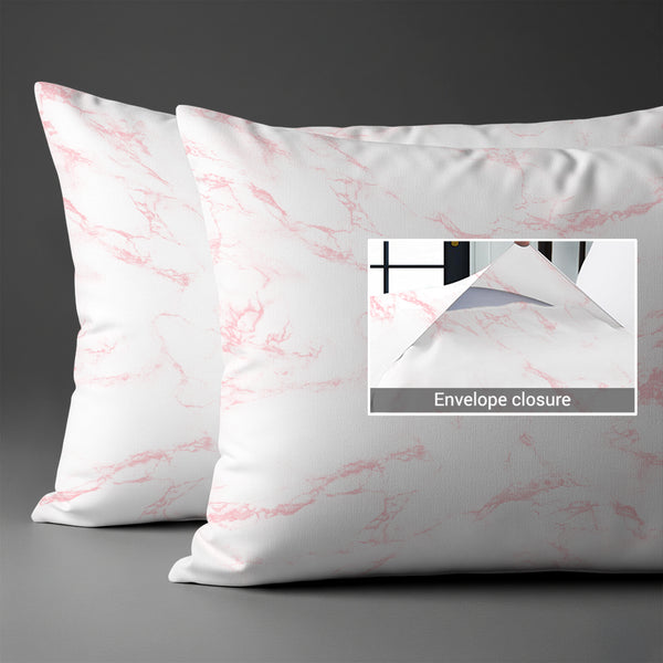 400 thread count carrara marble pink envelope closure pillowcases housewife style secure fit skin friendly cotton
