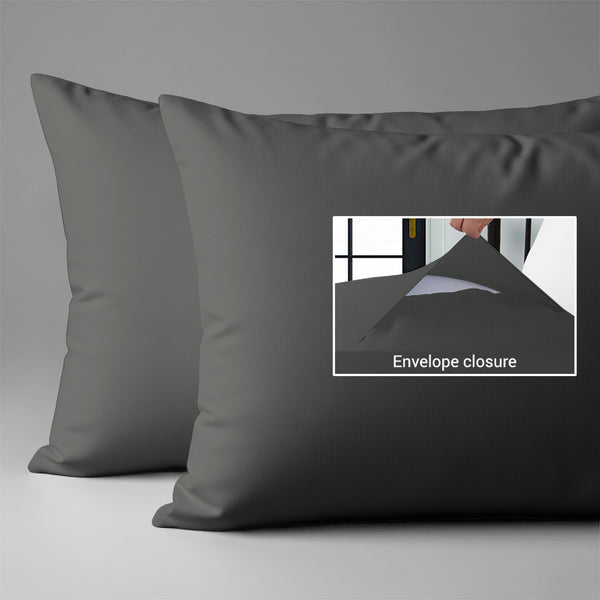 600 thread count dark grey envelope closure pillowcases housewife style secure fit skin friendly cotton
