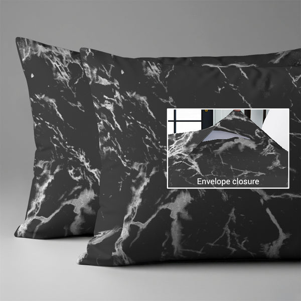 400 thread count marble black envelope closure pillowcases housewife style secure fit skin friendly cotton
