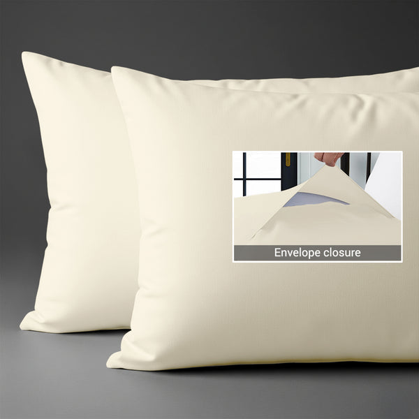 400 thread count ivory envelope closure pillowcases housewife style secure fit skin friendly cotton
