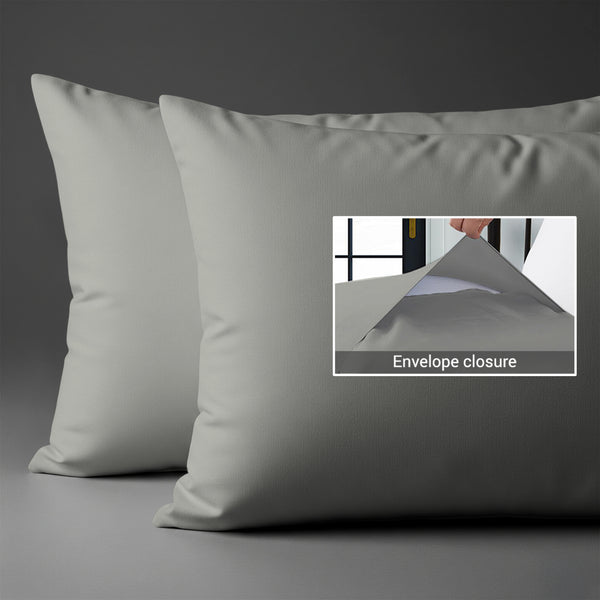 Cotton percale silver envelope closure pillowcases housewife style secure fit skin friendly cotton