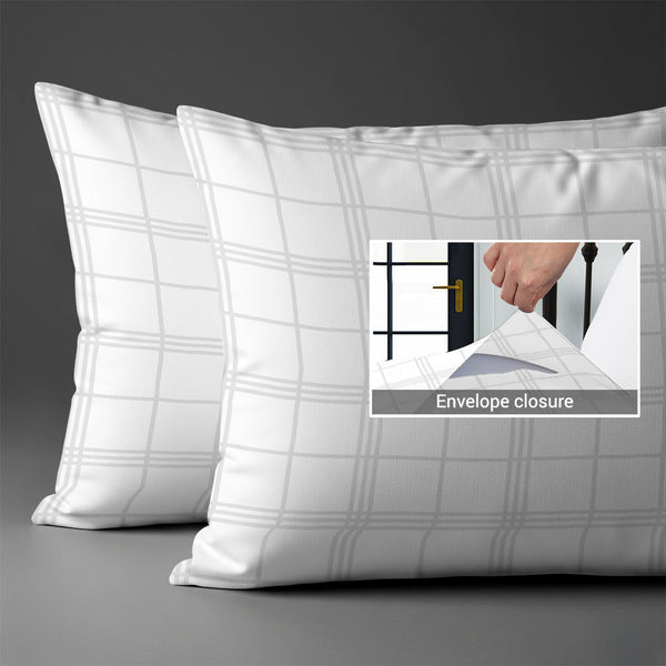 300 thread count white checks damask big checks envelope closure pillowcases housewife style secure fit skin friendly cotton