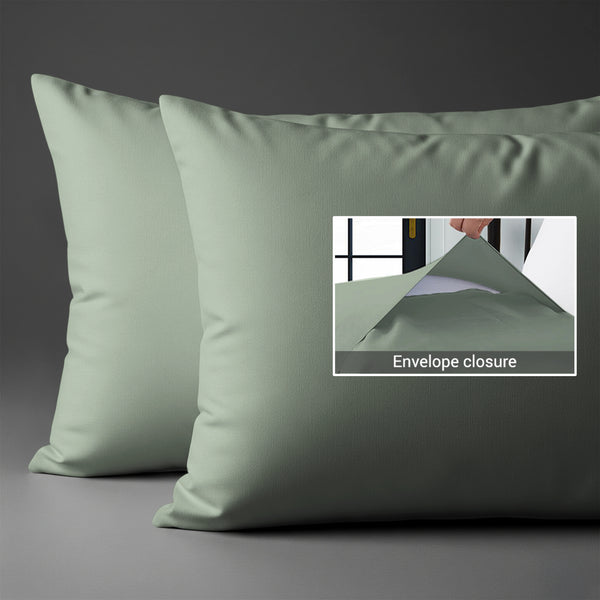 Cotton percale simply taupe envelope closure pillowcases housewife style secure fit skin friendly cotton