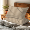 Taupe stripe damask big stripe housewife pillowcases premium 300 thread count on pillows on bed in bedroom