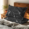 marble black housewife pillowcases premium 400 thread count on pillows on bed in bedroom