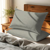 silver housewife pillowcases premium 400 thread count on pillows on bed in bedroom