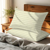 Cream stripe damask big stripe housewife pillowcases premium 300 thread count on pillows on bed in bedroom