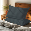 Anthracite stripe damask big stripe housewife pillowcases premium 300 thread count on pillows on bed in bedroom