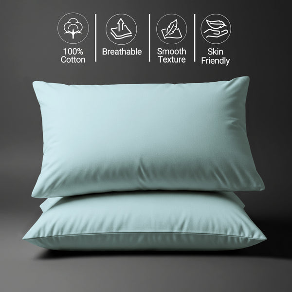 400 thread count baby blue Skin friendly housewife cotton pillowcases sweat wicking gentle on hair
