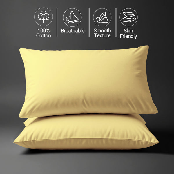 400 thread count mellow yellow Skin friendly housewife cotton pillowcases sweat wicking gentle on hair
