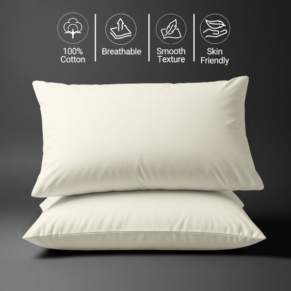 400 thread count off white Skin friendly housewife cotton pillowcases sweat wicking gentle on hair
