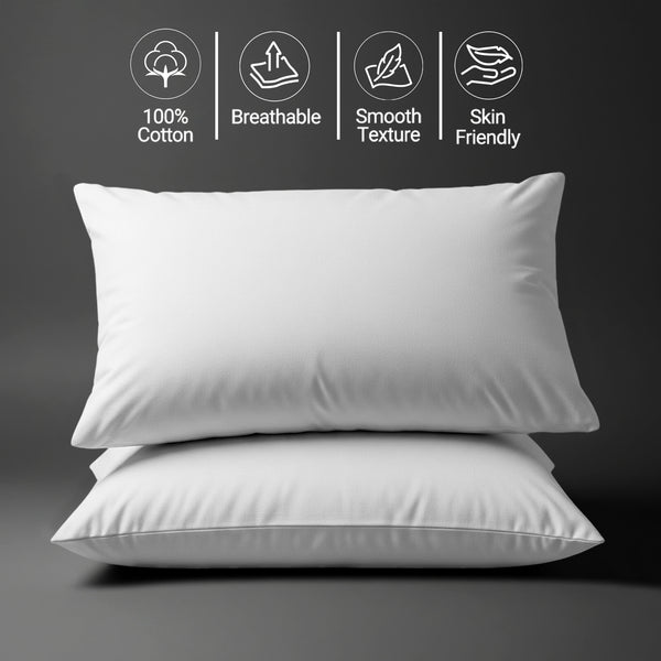400 thread count white Skin friendly housewife cotton pillowcases sweat wicking gentle on hair