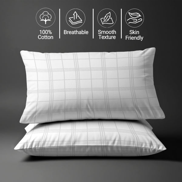 300 thread count white checks damask big checks skin friendly housewife cotton pillowcases sweat wicking gentle on hair