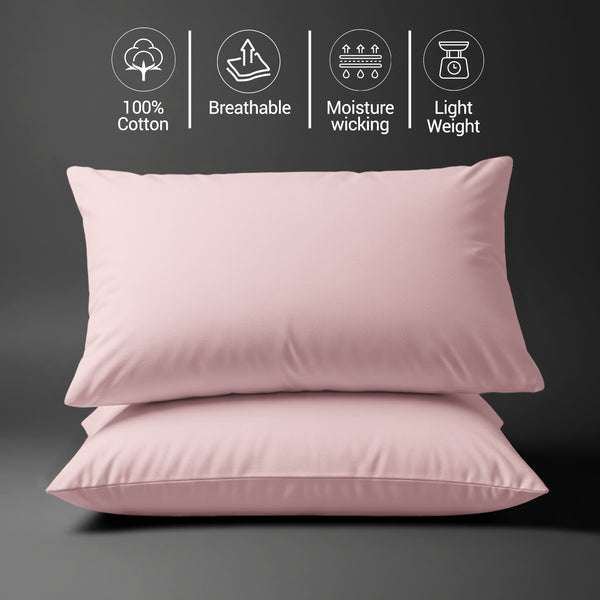 Cotton percale light pink skin friendly housewife cotton pillowcases sweat wicking gentle on hair