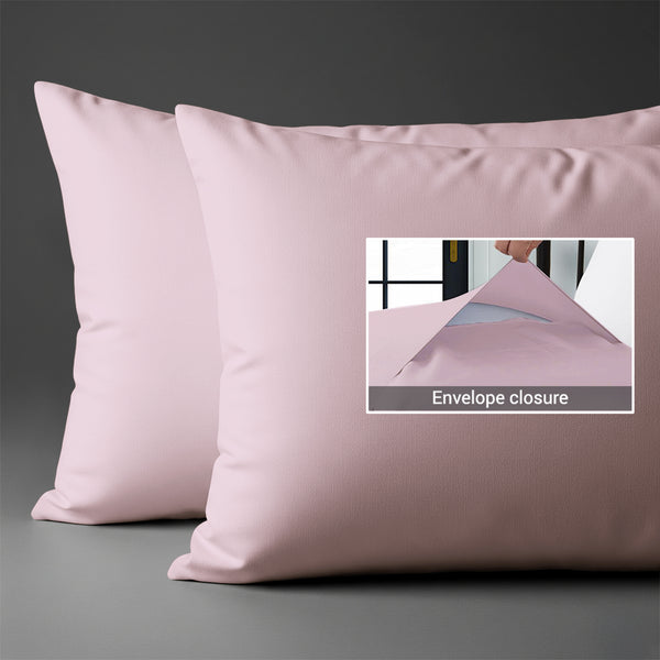 800 thread count light pink envelope closure pillowcases housewife style secure fit skin friendly cotton

