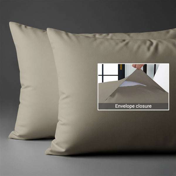 1000 thread count Simply Taupe envelope closure pillowcases housewife style secure fit skin friendly cotton