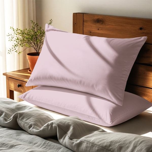 Light pink housewife pillowcases luxurious 800 thread count 2 piece bedroom scene