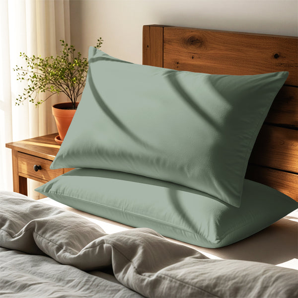 Sea foam housewife pillowcases luxurious 800 thread count 2 piece bedroom scene