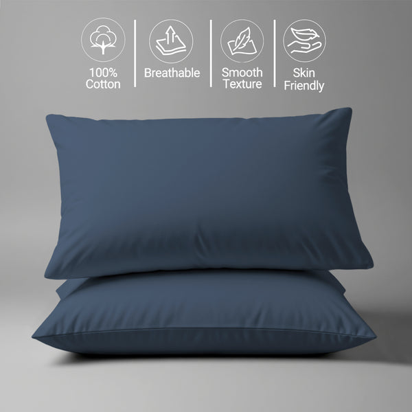 800 thread count dark blue skin friendly housewife cotton pillowcases sweat wicking gentle on hair plus durable and soft
