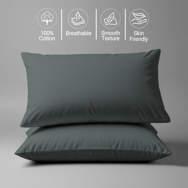 800 thread count dark grey skin friendly housewife cotton pillowcases sweat wicking gentle on hair plus durable and soft