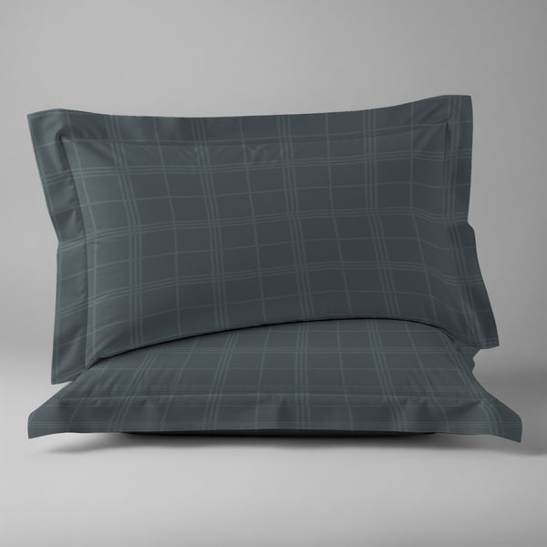 Pizuna Linens anthracite checks 600 thread count 100 percent cotton pillowcases 2 piece oxford king
