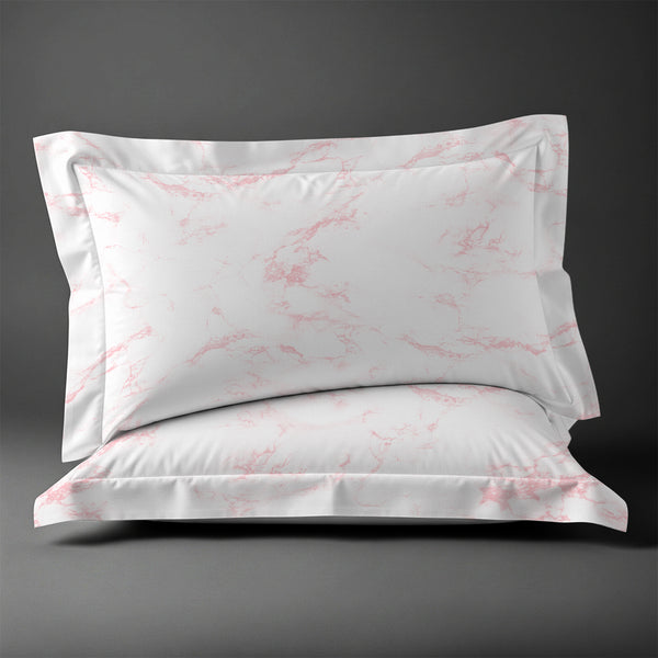 Pizuna Linens carrara marble pink 400 thread count 100 percent cotton pillowcases 2 piece oxford king