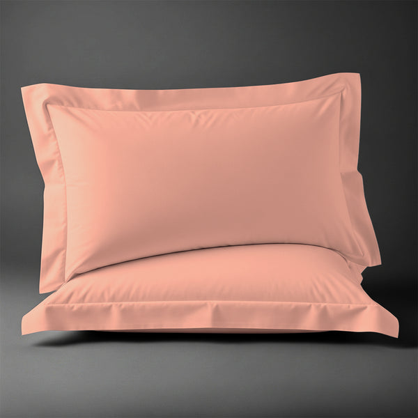 Pizuna Linens coral pink 400 thread count 100 percent cotton pillowcases 2 piece oxford king