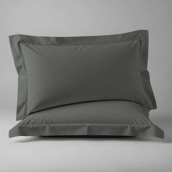Pizuna Linens dark grey 400 thread count 100 percent cotton pillowcases 2 piece oxford standard