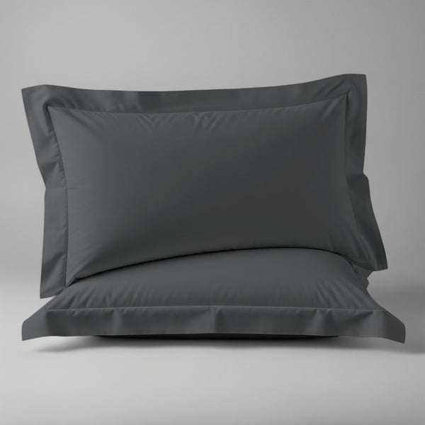 Pizuna Linens dark grey 600 thread count 100 percent cotton pillowcases 2 piece oxford standard
