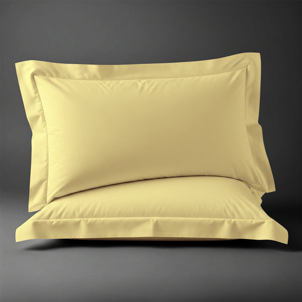 Pizuna Linens mellow yellow 600 thread count 100 percent cotton pillowcases 2 piece oxford standard
