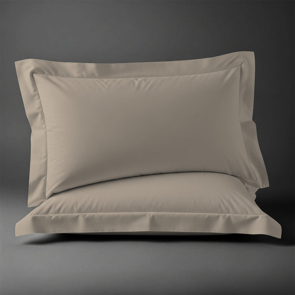Pizuna Linens simply taupe 600 thread count 100 percent cotton pillowcases 2 piece oxford standard
