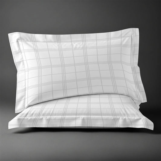 Pizuna Linens white checks 600 thread count 100 percent cotton pillowcases 2 piece oxford king
