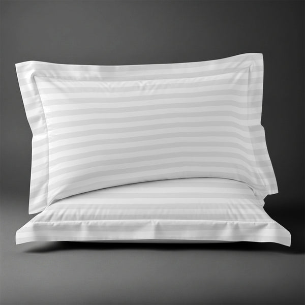 Pizuna Linens white stripe 600 thread count 100 percent cotton pillowcases 2 piece oxford king
