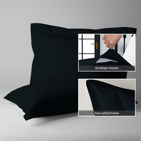 1000 thread count black envelope closure pillowcases oxford king style secure fit skin friendly cotton with 5cm frame