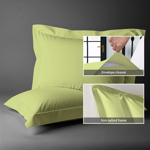 400 thread count light green envelope closure pillowcases oxford king style secure fit skin friendly cotton with 5cm frame