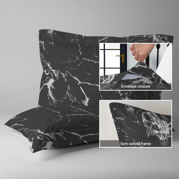 400 thread count marble black envelope closure pillowcases oxford standard style secure fit skin friendly cotton with 5cm frame